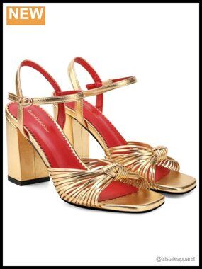 Knotted Strappy Peep Toe Block Heel Sandals Adjustable Ankle Strap Party Heels